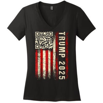 Funny Qr Donald Trump Dancing 47/45 Code Video Women's V-Neck T-Shirt