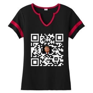 Funny Qr Donald Trump Dancing 4745 Code Video Ladies Halftime Notch Neck Tee