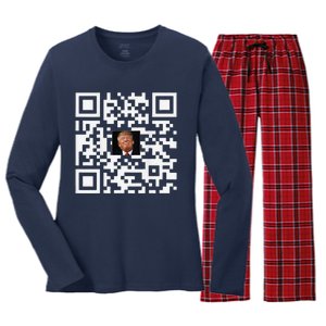 Funny Qr Donald Trump Dancing 4745 Code Video Women's Long Sleeve Flannel Pajama Set 