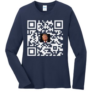 Funny Qr Donald Trump Dancing 4745 Code Video Ladies Long Sleeve Shirt