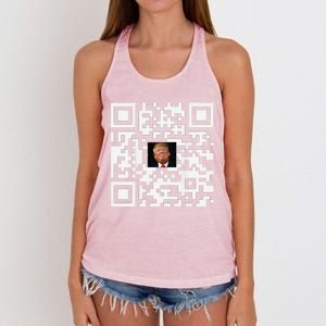 Funny Qr Donald Trump Dancing 4745 Code Video Women's Knotted Racerback Tank