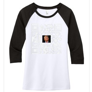 Funny Qr Donald Trump Dancing 4745 Code Video Women's Tri-Blend 3/4-Sleeve Raglan Shirt