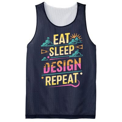 Funny Quote Eat Sleep Design Repeat Mesh Reversible Basketball Jersey Tank