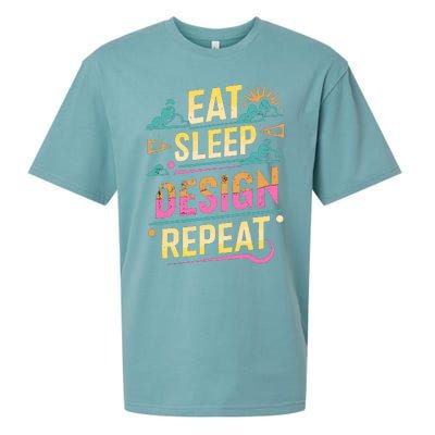 Funny Quote Eat Sleep Design Repeat Sueded Cloud Jersey T-Shirt