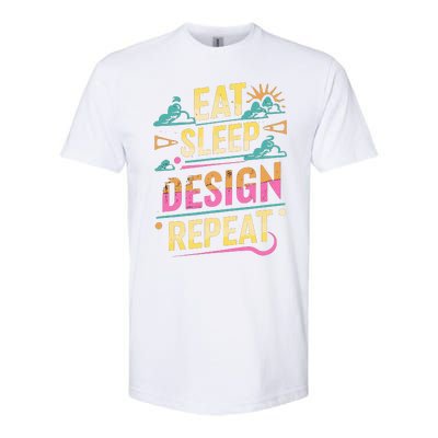 Funny Quote Eat Sleep Design Repeat Softstyle CVC T-Shirt