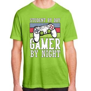 Funny Quote Front Cool Gaming Student By Day Gamer By Night Adult ChromaSoft Performance T-Shirt