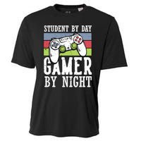 Funny Quote Front Cool Gaming Student By Day Gamer By Night Cooling Performance Crew T-Shirt