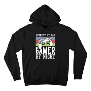 Funny Quote Front Cool Gaming Student By Day Gamer By Night Hoodie