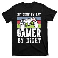 Funny Quote Front Cool Gaming Student By Day Gamer By Night T-Shirt