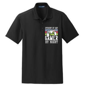 Funny Quote Front Cool Gaming Student By Day Gamer By Night Dry Zone Grid Polo