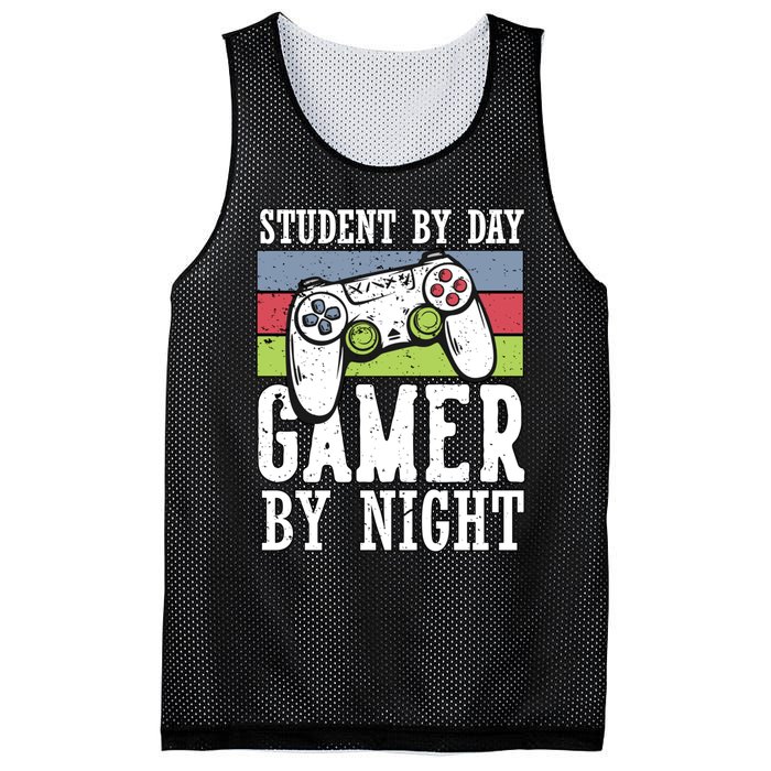 Funny Quote Front Cool Gaming Student By Day Gamer By Night Mesh Reversible Basketball Jersey Tank