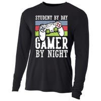 Funny Quote Front Cool Gaming Student By Day Gamer By Night Cooling Performance Long Sleeve Crew