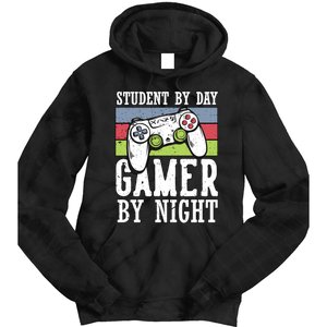 Funny Quote Front Cool Gaming Student By Day Gamer By Night Tie Dye Hoodie