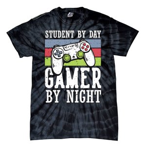 Funny Quote Front Cool Gaming Student By Day Gamer By Night Tie-Dye T-Shirt