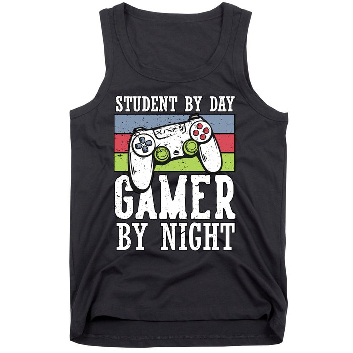 Funny Quote Front Cool Gaming Student By Day Gamer By Night Tank Top