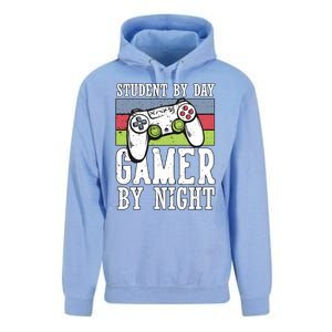 Funny Quote Front Cool Gaming Student By Day Gamer By Night Unisex Surf Hoodie