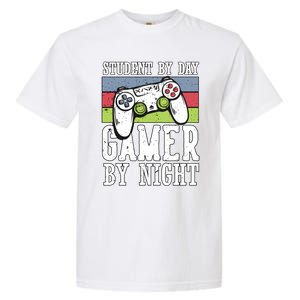 Funny Quote Front Cool Gaming Student By Day Gamer By Night Garment-Dyed Heavyweight T-Shirt