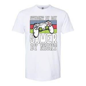 Funny Quote Front Cool Gaming Student By Day Gamer By Night Softstyle CVC T-Shirt