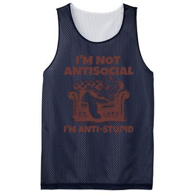 Funny Quote For Anti Stupid People IM Not Antisocial Im Anti Stupid Mesh Reversible Basketball Jersey Tank