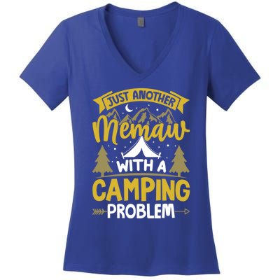 Funny Quote For Grandmothers Memaw With A Camping Problem Gift Women's V-Neck T-Shirt