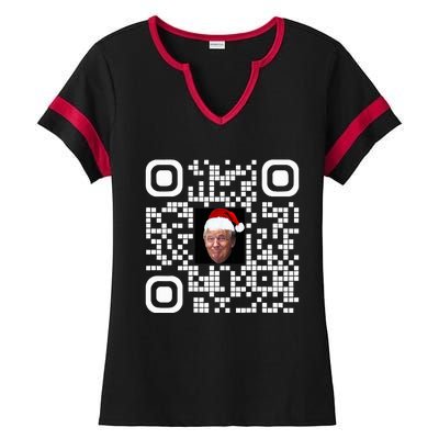 Funny Qr Funny Trump Maga Santa Hat Trump Dancing Code Ladies Halftime Notch Neck Tee