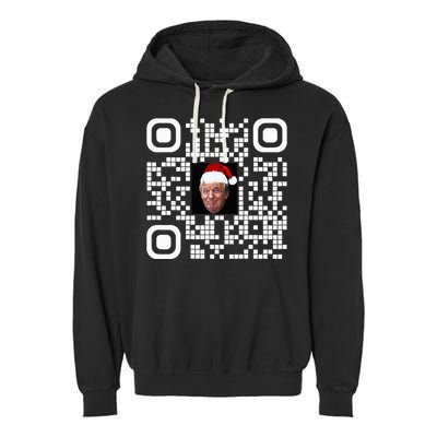 Funny Qr Funny Trump Maga Santa Hat Trump Dancing Code Garment-Dyed Fleece Hoodie