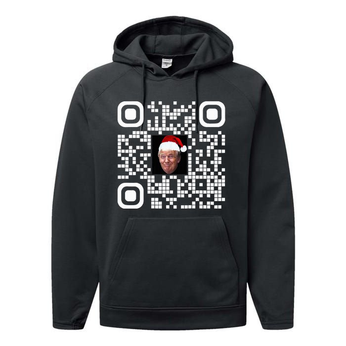 Funny Qr Funny Trump Maga Santa Hat Trump Dancing Code Performance Fleece Hoodie