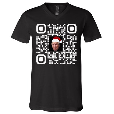 Funny Qr Funny Trump Maga Santa Hat Trump Dancing Code V-Neck T-Shirt