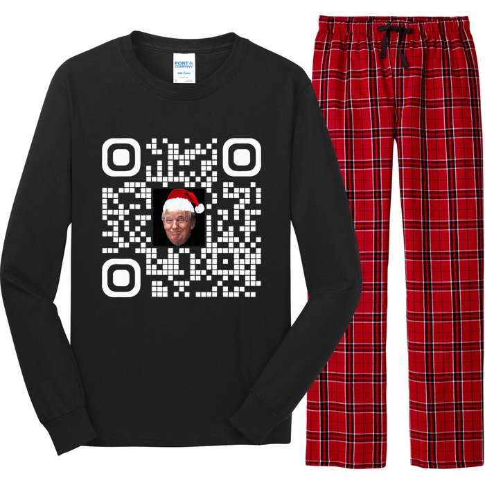 Funny Qr Funny Trump Maga Santa Hat Trump Dancing Code Long Sleeve Pajama Set