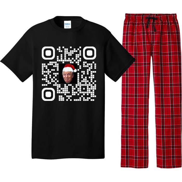 Funny Qr Funny Trump Maga Santa Hat Trump Dancing Code Pajama Set