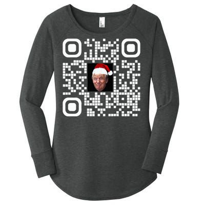 Funny Qr Funny Trump Maga Santa Hat Trump Dancing Code Women's Perfect Tri Tunic Long Sleeve Shirt