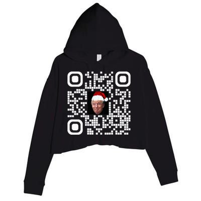 Funny Qr Funny Trump Maga Santa Hat Trump Dancing Code Crop Fleece Hoodie