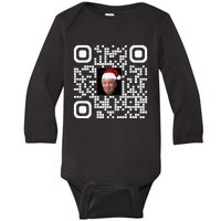 Funny Qr Funny Trump Maga Santa Hat Trump Dancing Code Baby Long Sleeve Bodysuit