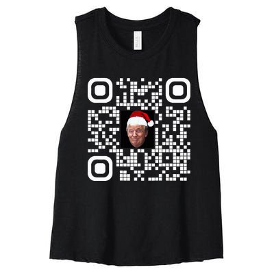 Funny Qr Funny Trump Maga Santa Hat Trump Dancing Code Women's Racerback Cropped Tank