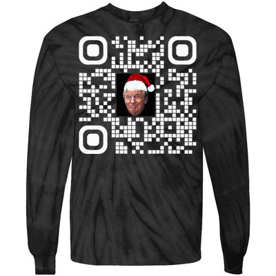 Funny Qr Funny Trump Maga Santa Hat Trump Dancing Code Tie-Dye Long Sleeve Shirt