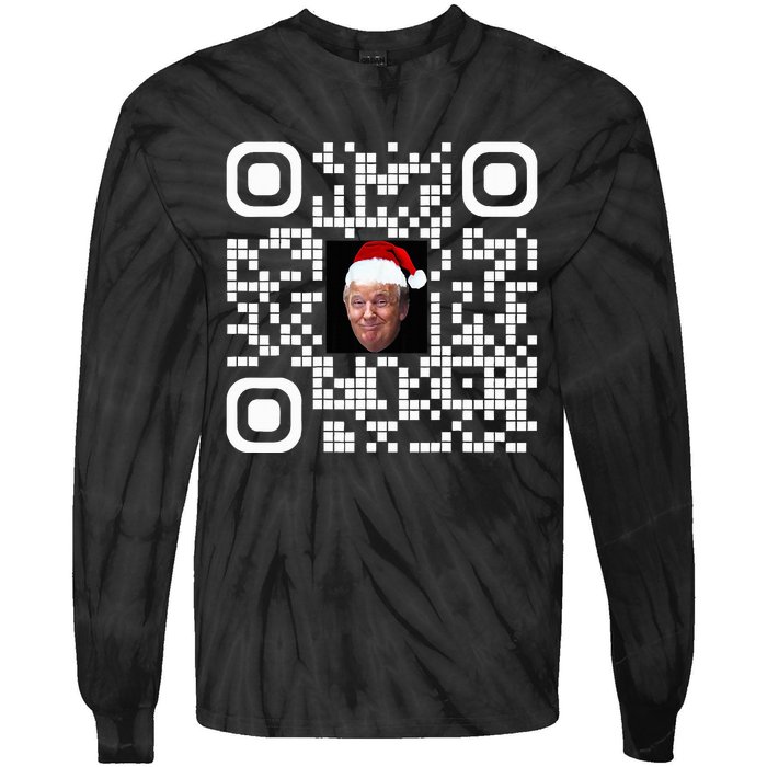 Funny Qr Funny Trump Maga Santa Hat Trump Dancing Code Tie-Dye Long Sleeve Shirt