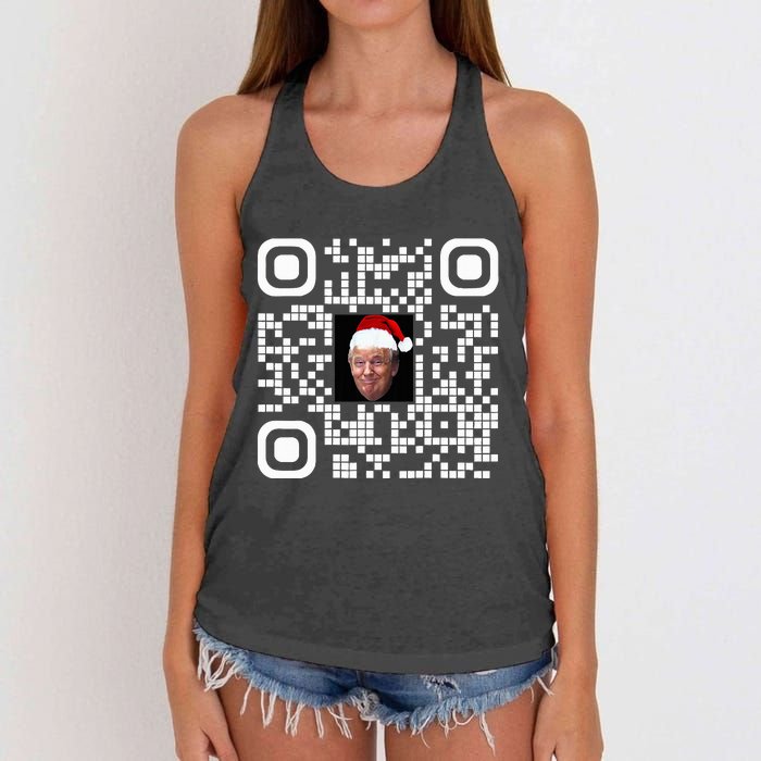 Funny Qr Funny Trump Maga Santa Hat Trump Dancing Code Women's Knotted Racerback Tank