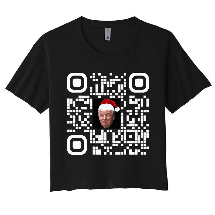 Funny Qr Funny Trump Maga Santa Hat Trump Dancing Code Women's Crop Top Tee