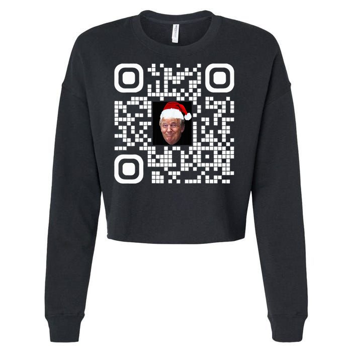 Funny Qr Funny Trump Maga Santa Hat Trump Dancing Code Cropped Pullover Crew