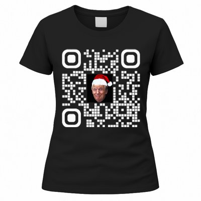 Funny Qr Funny Trump Maga Santa Hat Trump Dancing Code Women's T-Shirt