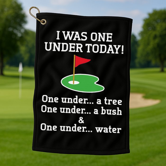 Funny quote Golf I Was One Under Today One Under A Tree Golf Towel