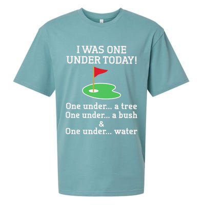 Funny quote Golf I Was One Under Today One Under A Tree Sueded Cloud Jersey T-Shirt