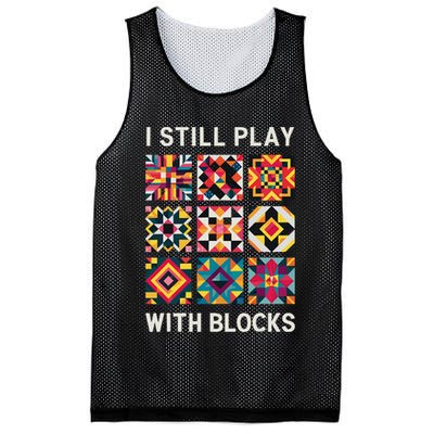 Funny Quilting I Still Play With Blocks Quilt Mesh Reversible Basketball Jersey Tank