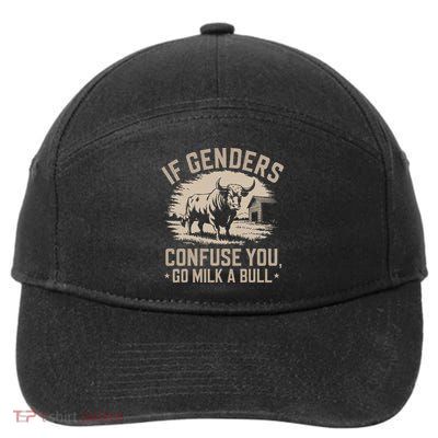 Funny Quote If Genders Confuse You Go Milk A Bull Vintage 7-Panel Snapback Hat