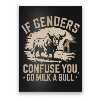 Funny Quote If Genders Confuse You Go Milk A Bull Vintage Poster