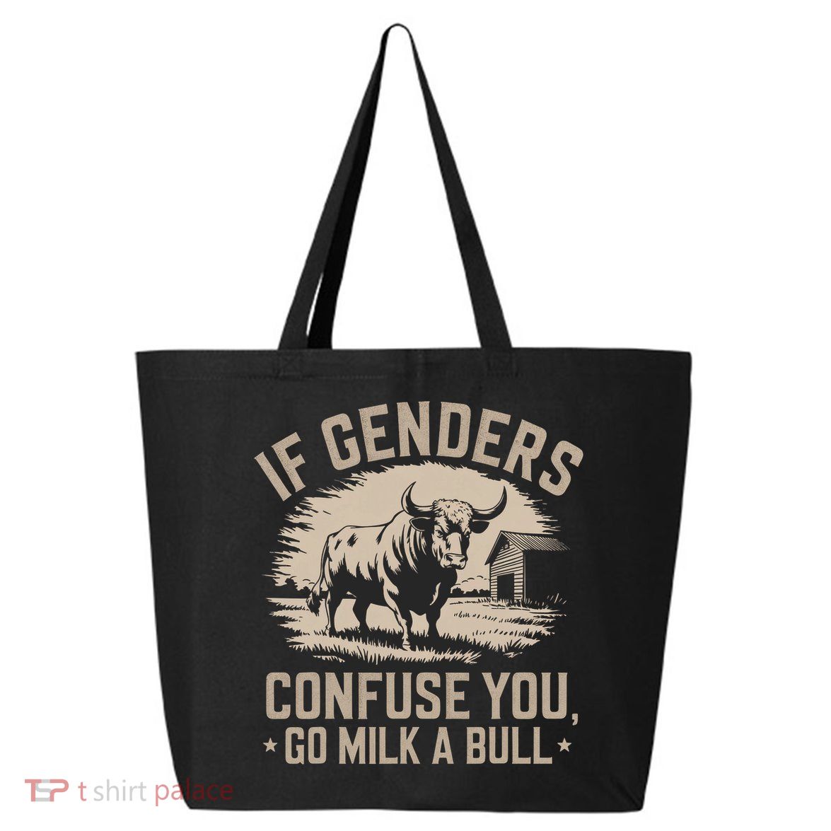 Funny Quote If Genders Confuse You Go Milk A Bull Vintage 25L Jumbo Tote