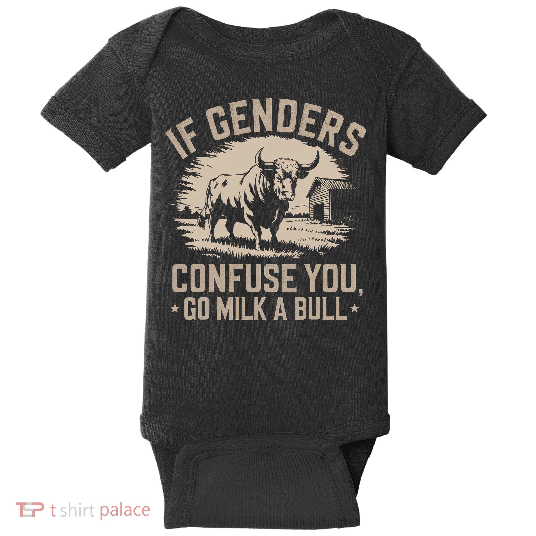 Funny Quote If Genders Confuse You Go Milk A Bull Vintage Baby Bodysuit