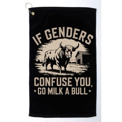 Funny Quote If Genders Confuse You Go Milk A Bull Vintage Golf Towel