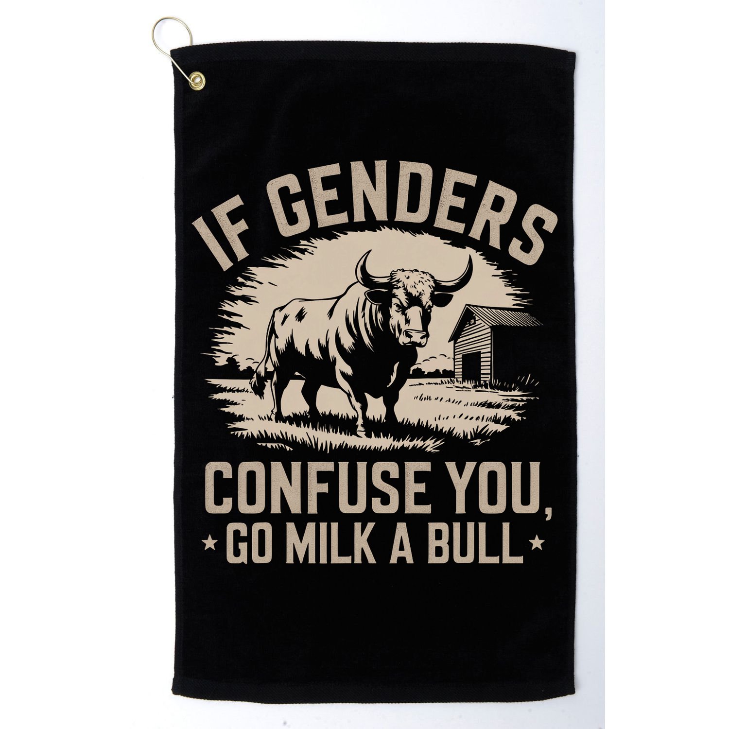 Funny Quote If Genders Confuse You Go Milk A Bull Vintage Golf Towel