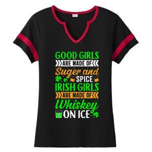 Funny Quote Irish Girls are Whiskey on Ice St. Patricks Day Ladies Halftime Notch Neck Tee